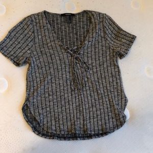 women’s grey tie up crop top